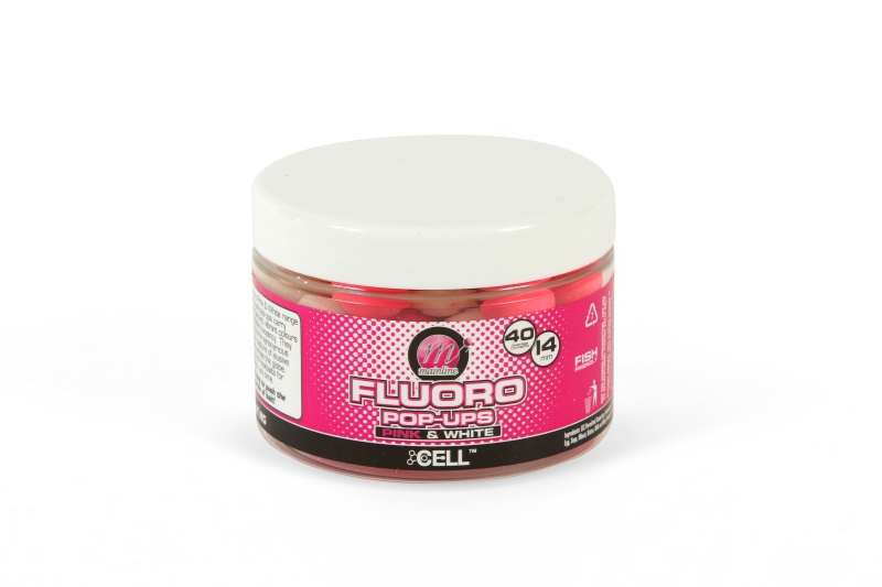 Mainline Fluoro Pop-ups Pink&White Cell 14mm 1 Mainline Fluoro Pop-ups Pink&White Cell 14mm